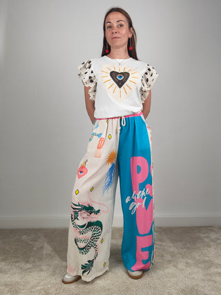 Modella indossa Pantalone Misto Lino P. Love